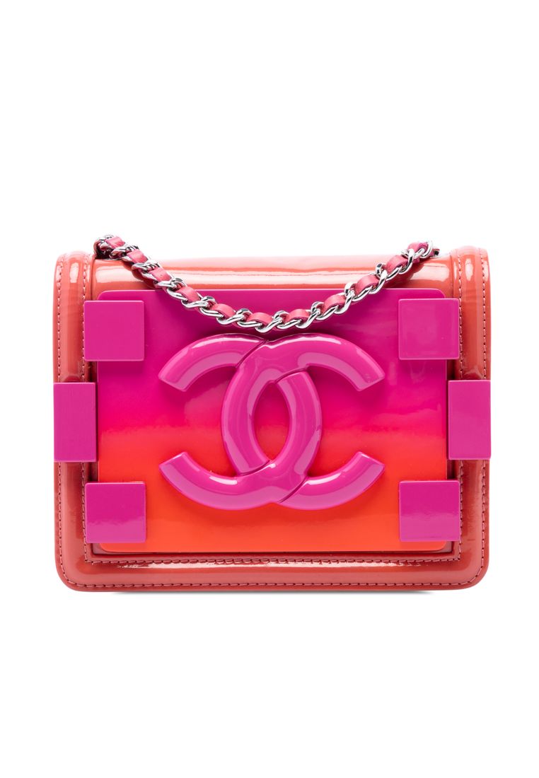 Chanel Pre-Loved Chanel Mini Ombre Acrylic And Patent Boy Brick Flap