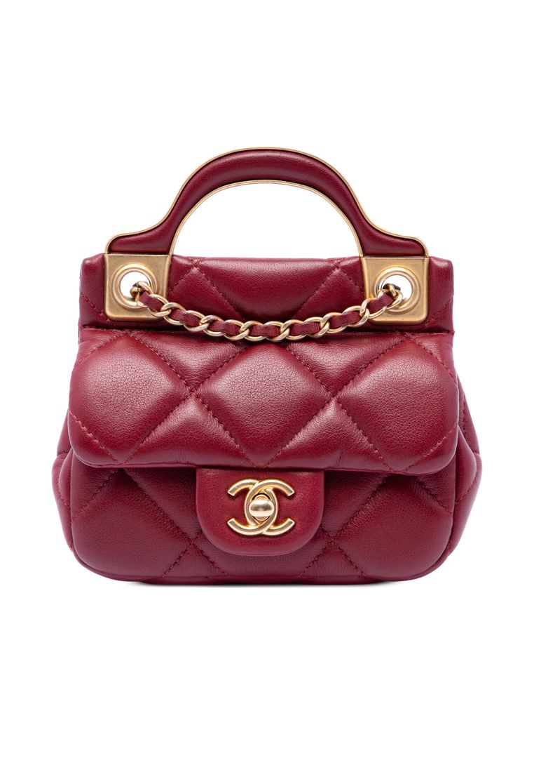 Chanel Pre-Loved Chanel Quilted Calfskin Lady Card Holder With Chain Top Handle Bag