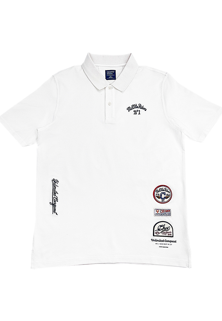 Chevignon Men's Biker Club Badge Soronoa Cool Pique Polo Shirt