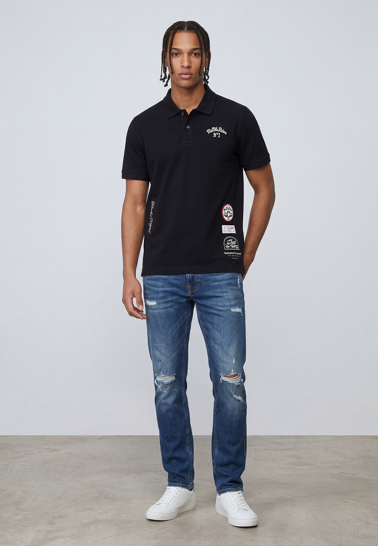 Chevignon Men's Biker Club Badge Soronoa Cool Pique Polo Shirt