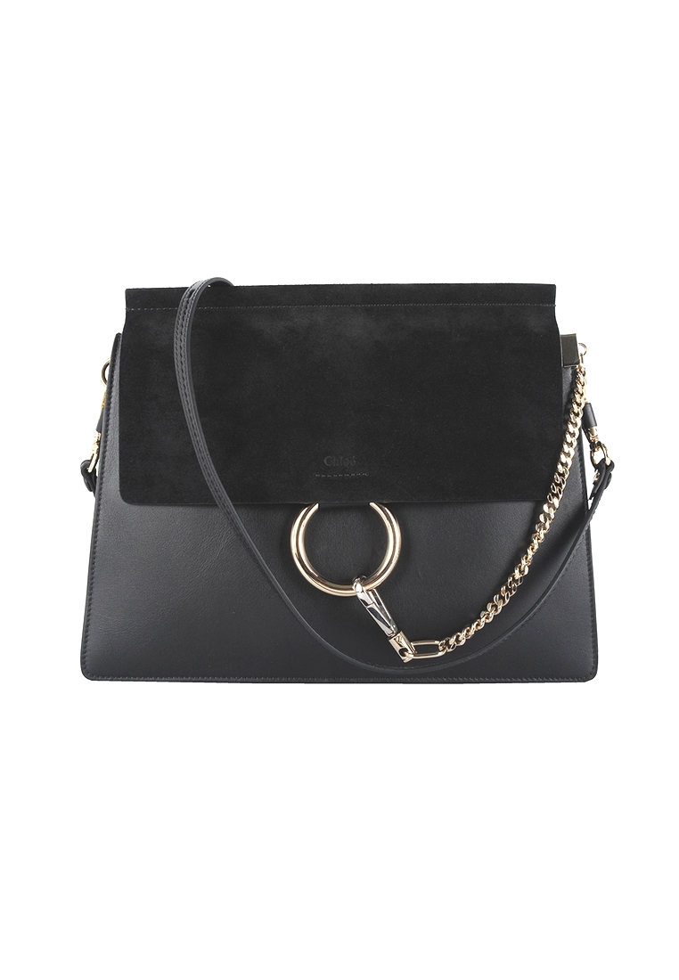 Chloé Pre-loved Chloe Faye In Smooth Calfskin & Suede Calfskin Shoulder Bag for Women in Black - O1-