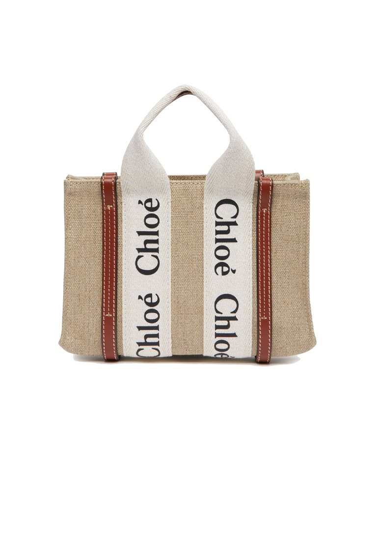Chloé Mini Woody Tote Bag White Brown CHC22AP237I2690U
