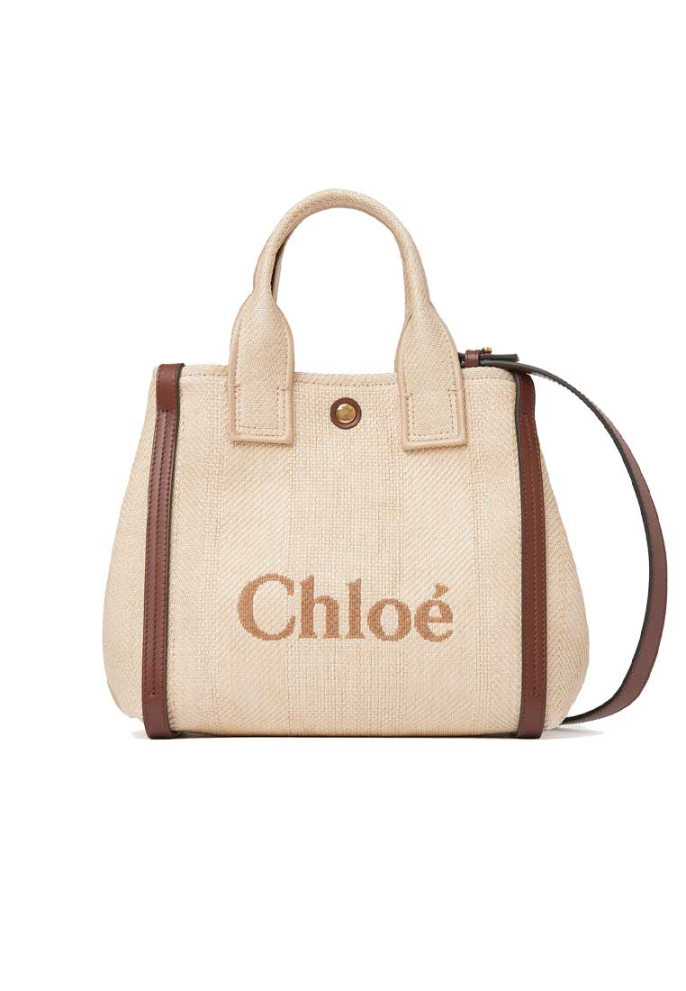 Chloé Small Chloe Carry Tote Bag In Raffia Effect Fibres Hot Sand CH25US911P1924P