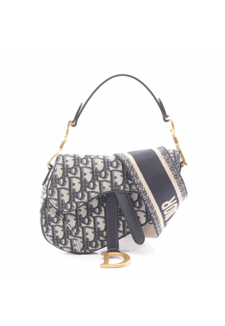 Christian Dior Pre-Loved Christian Dior saddle bag mini oblique jacquard Handbag canvas leather ligh