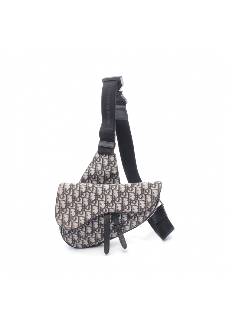 Christian Dior Pre-Loved Christian Dior SADDLE saddle oblique jacquard body bag canvas leather beige