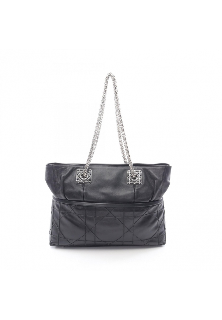 CHRISTIAN DIOR Pre-Loved Christian Dior Granville chain shoulder bag chain tote bag leather black