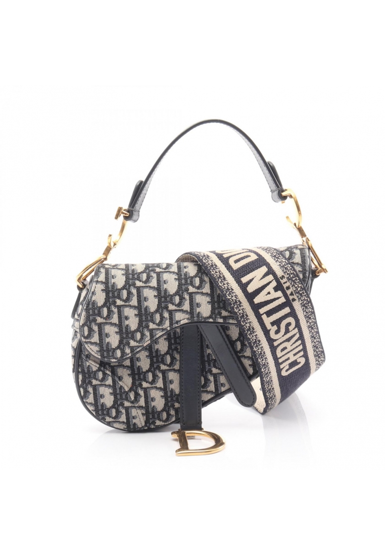 Christian Dior Pre-Loved Christian Dior saddle bag mini oblique jacquard Handbag canvas leather ligh