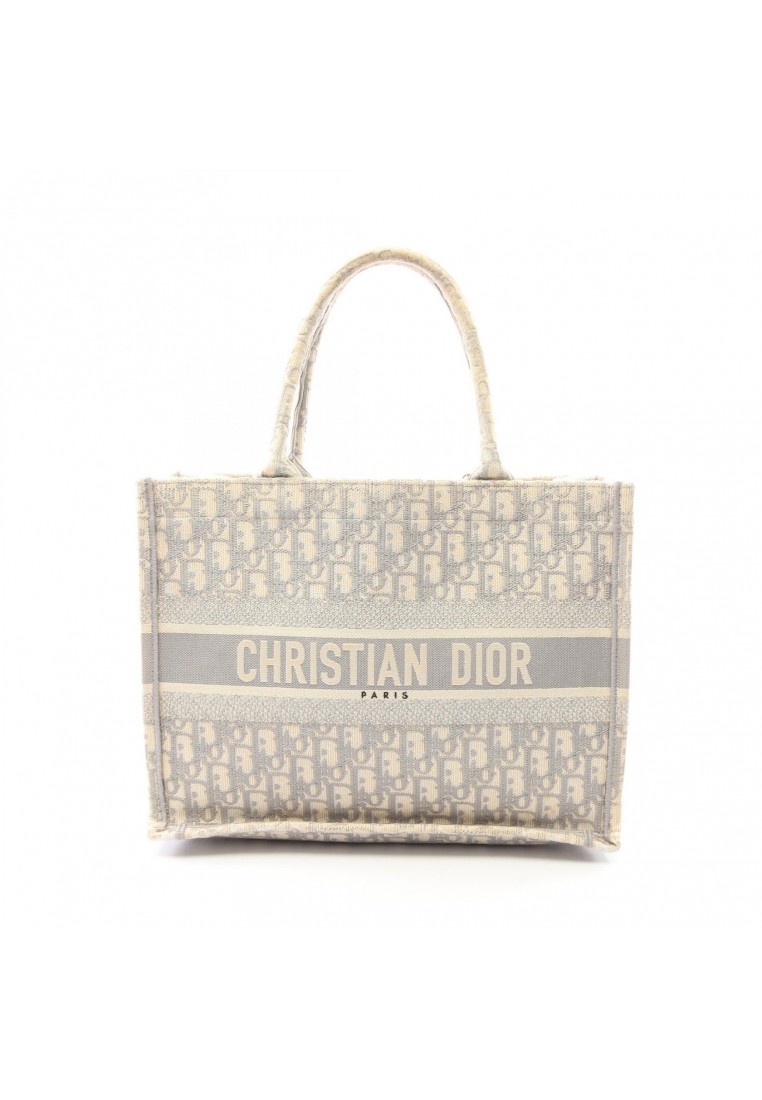 CHRISTIAN DIOR Pre-Loved Christian Dior BOOK TOTE book tote Medium Handbag tote bag canvas ivory gra
