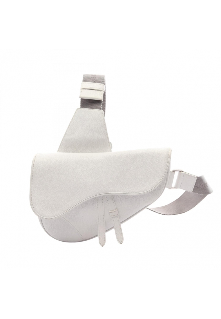 CHRISTIAN DIOR Pre-Loved Christian Dior saddle bag body bag leather white