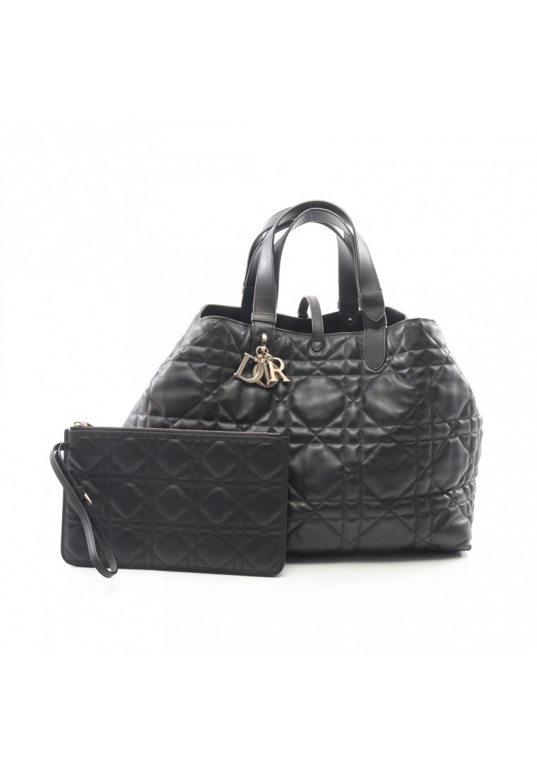 CHRISTIAN DIOR Pre-Loved Christian Dior du jour Large Microcannage Handbag tote bag leather black