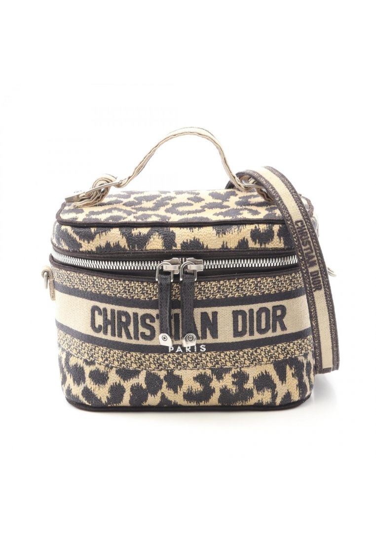 Christian Dior Pre-Loved Christian Dior DIORTRAVEL Small vanity vanity bag canvas beige black 2WAY