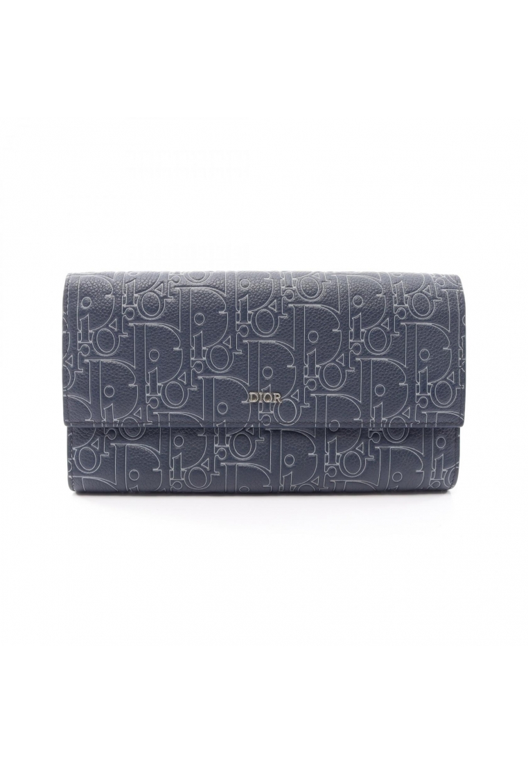 Christian Dior Pre-Loved Christian Dior Long flap wallet Gravity Outline Bi-fold Long Wallet leather