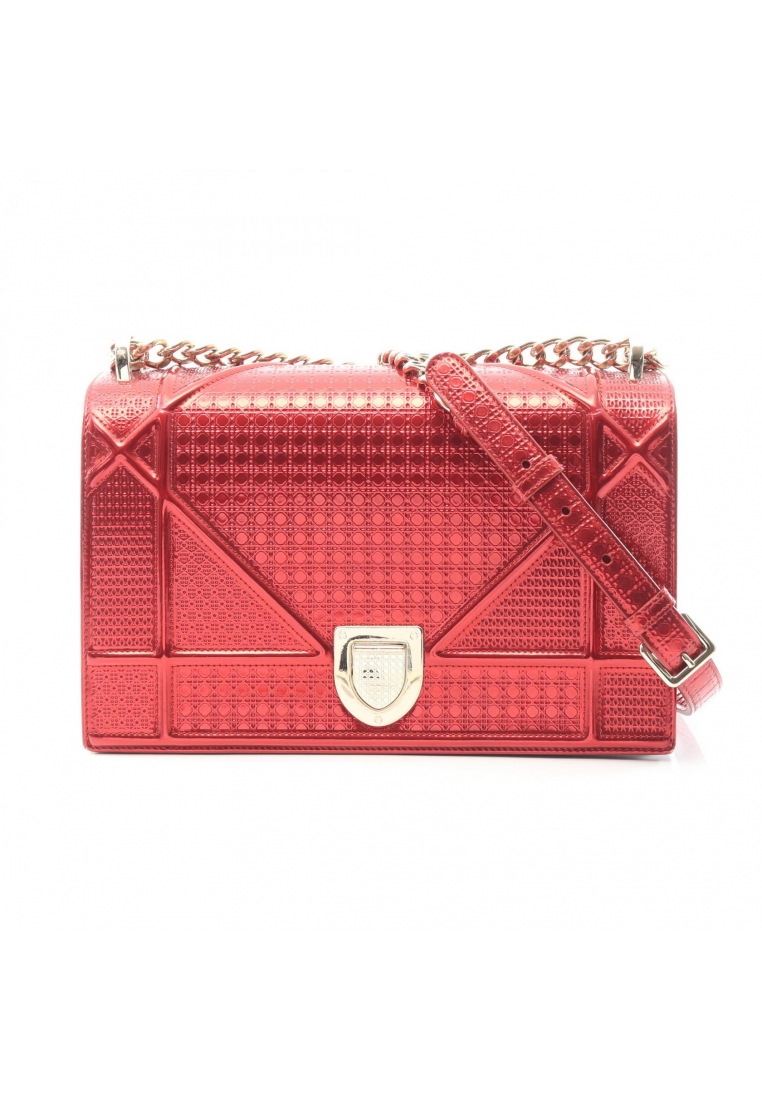 Christian Dior Pre-Loved Christian Dior DIORAMA Diorama chain shoulder bag leather Red