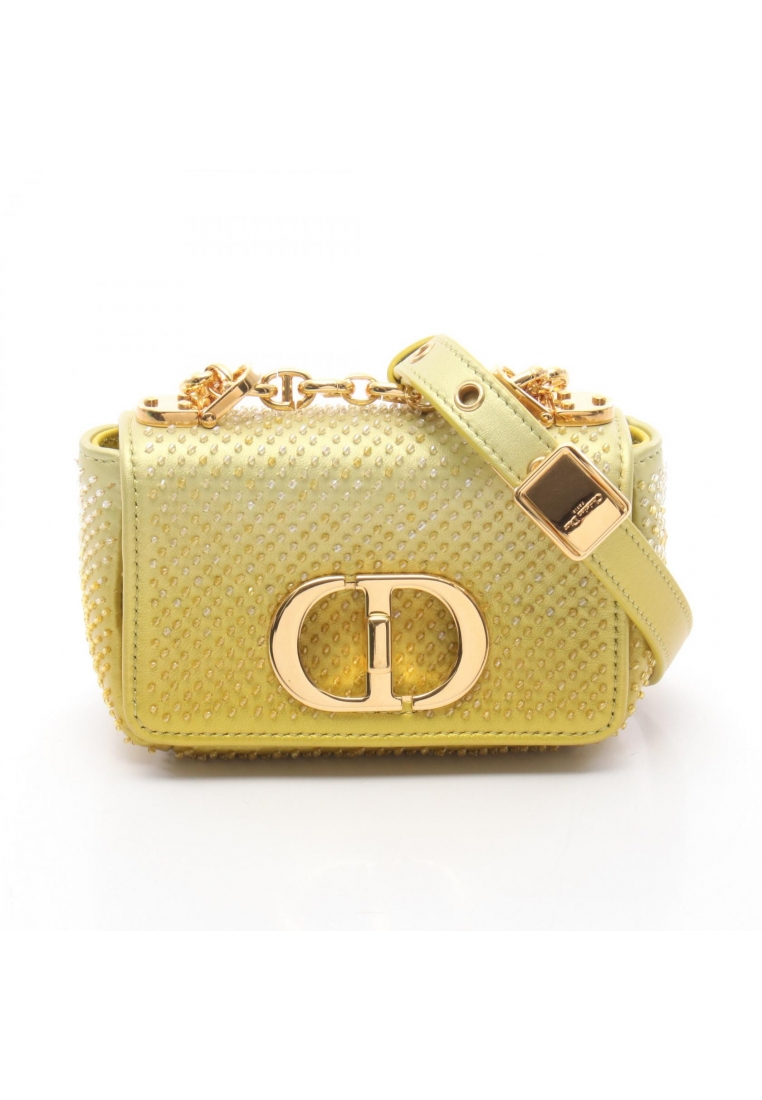 CHRISTIAN DIOR Pre-Loved Christian Dior CARO MICRO Karo micro chain shoulder bag leather yellow