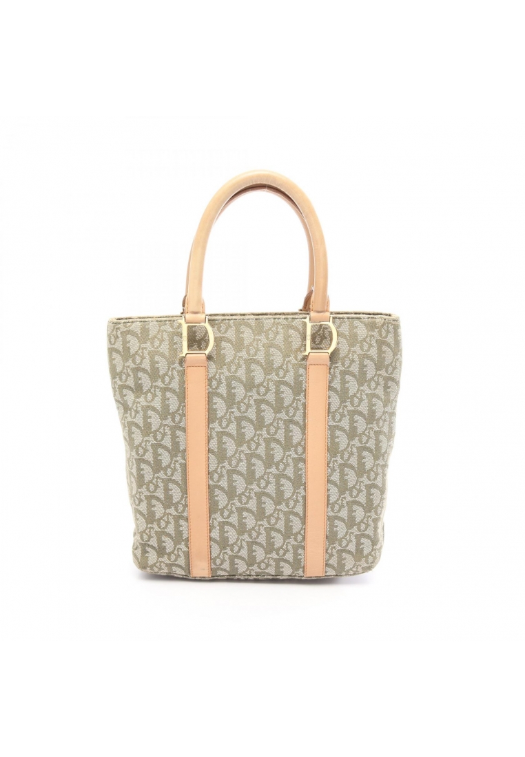 Christian Dior Pre-Loved Christian Dior Trotter Handbag tote bag canvas leather Khaki green beige