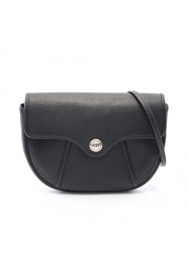 CHRISTIAN DIOR Pre-Loved Christian Dior CD logo Shoulder bag leather black