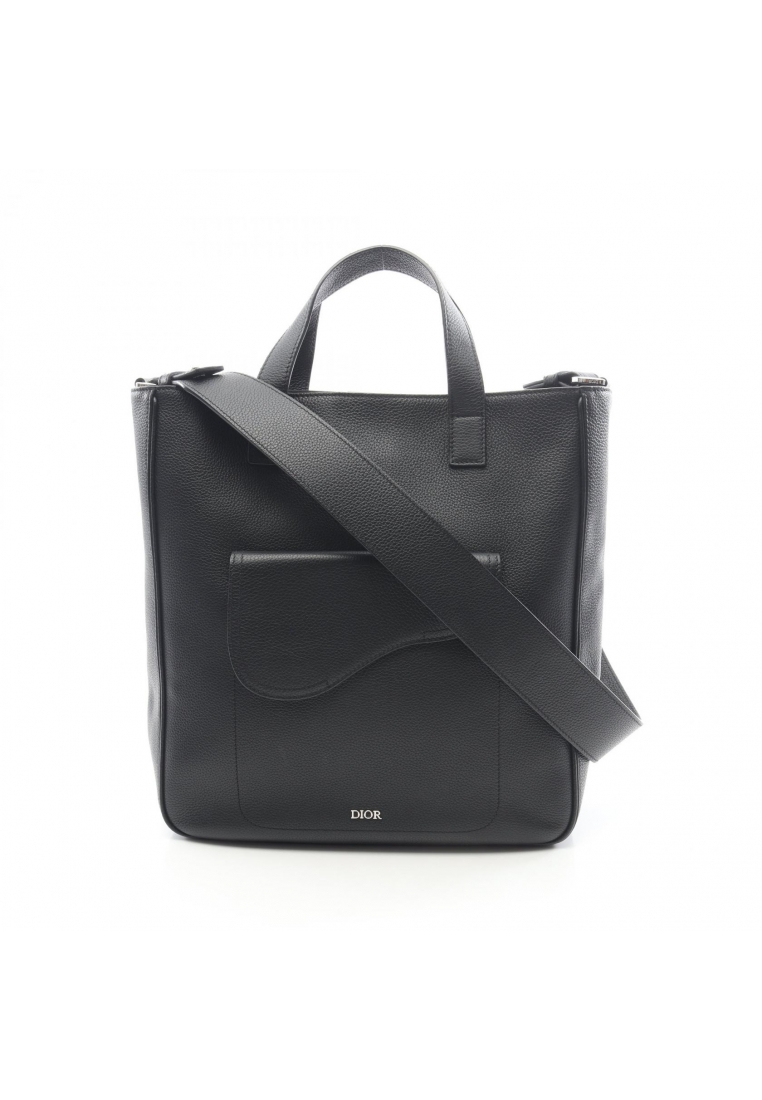 Christian Dior Pre-Loved Christian Dior SADDLE saddle Handbag tote bag leather black 2WAY