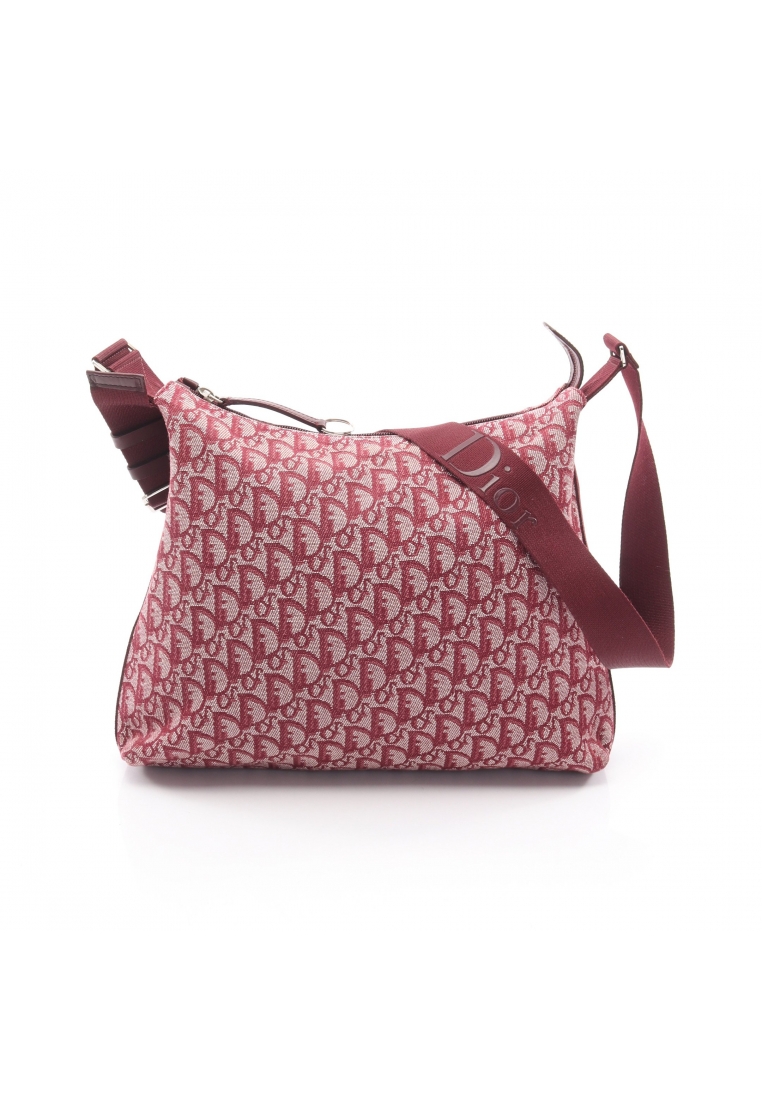CHRISTIAN DIOR Pre-Loved Christian Dior Trotter Shoulder bag canvas leather Bordeaux
