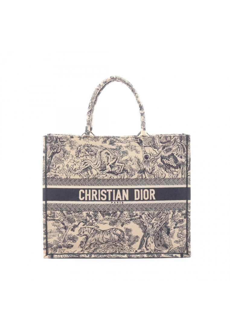 CHRISTIAN DIOR Pre-Loved Christian Dior BOOK TOTE book tote Large Handbag tote bag canvas beige Navy