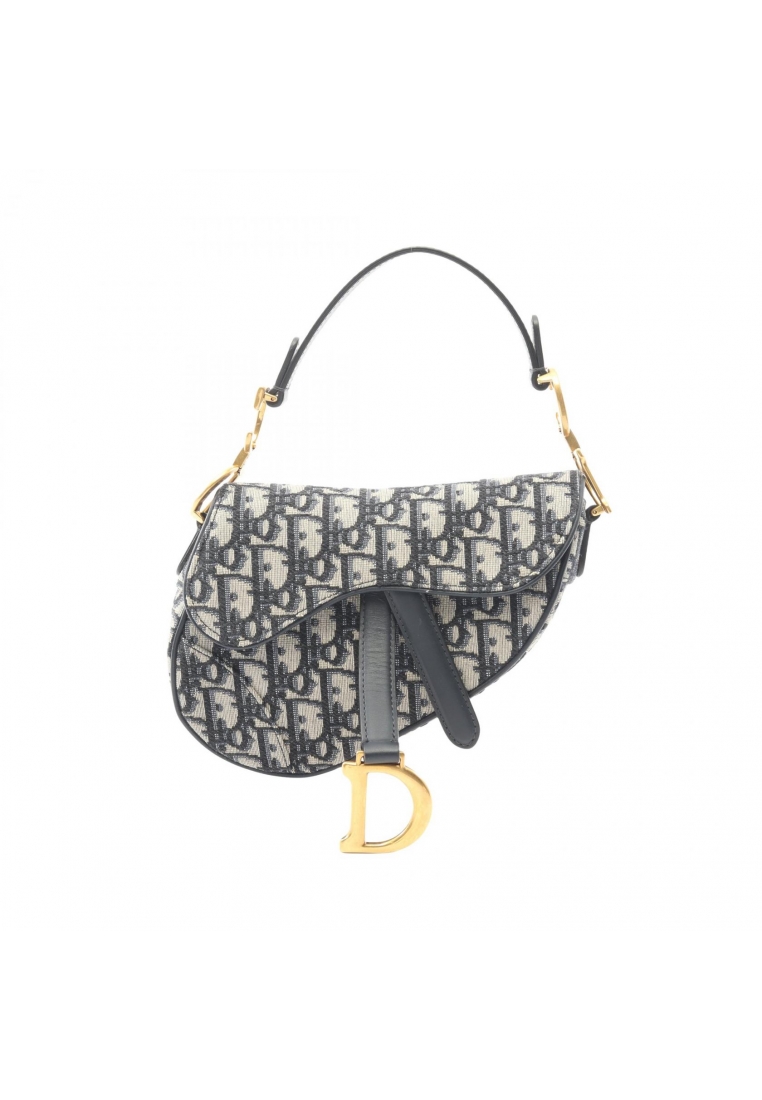 Christian Dior Pre-Loved Christian Dior saddle bag mini oblique jacquard Handbag canvas leather ivor