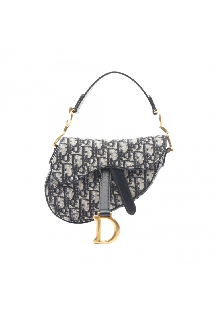 Christian Dior Pre-Loved Christian Dior saddle bag mini oblique jacquard Handbag canvas leather ivor
