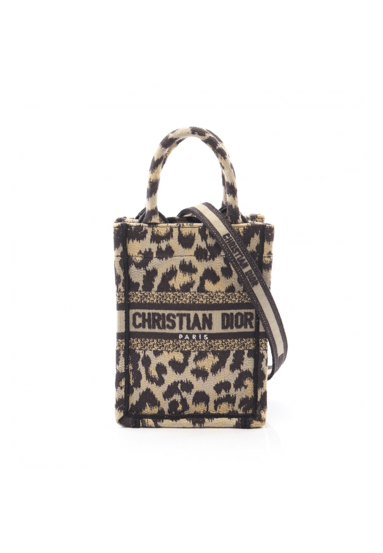 Christian Dior Pre-Loved Christian Dior BOOK TOTE book tote mini Phone Bag Handbag leopard canvas be