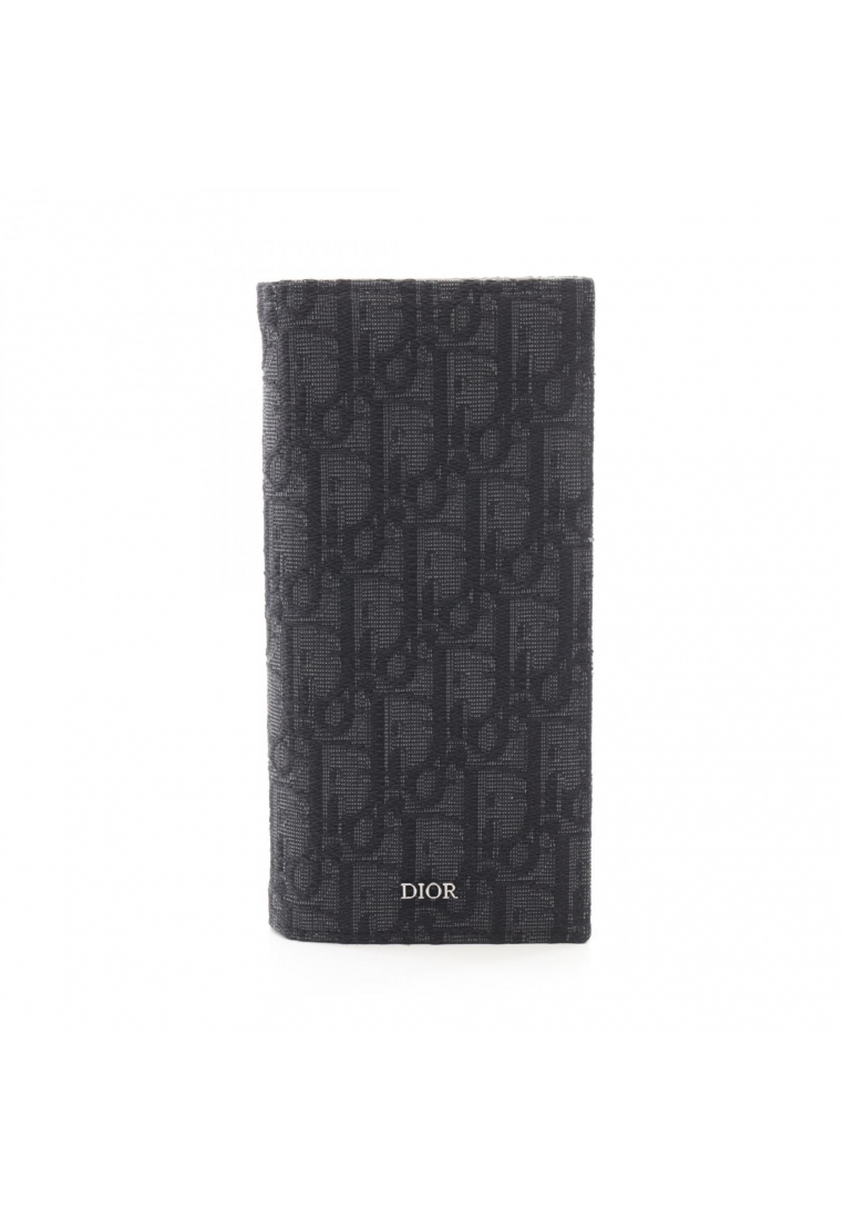 Christian Dior Pre-Loved Christian Dior oblique jacquard Bi-fold Long Wallet canvas black