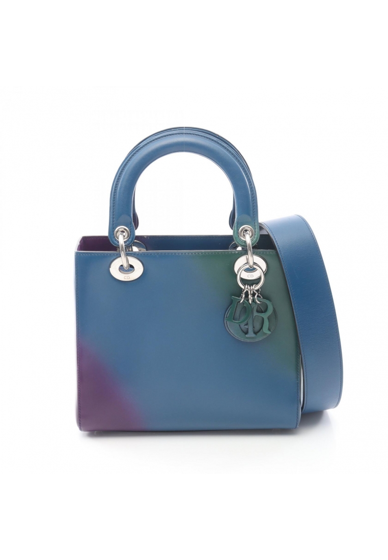 Christian Dior Pre-Loved Christian Dior LADY DIOR lady dior Handbag leather dark blue green purple 2