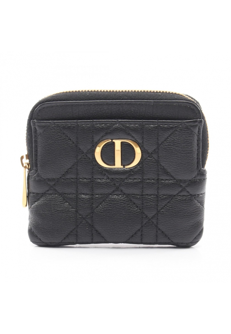 CHRISTIAN DIOR Pre-Loved Christian Dior Caro Lavender wallet Canage coin purse leather black