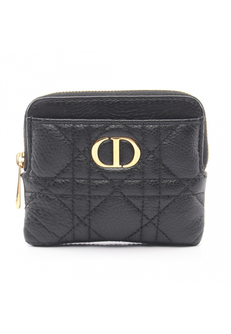 CHRISTIAN DIOR Pre-Loved Christian Dior Caro Lavender wallet Canage coin purse leather black