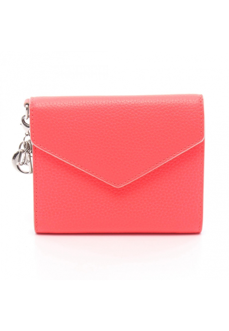 CHRISTIAN DIOR Pre-Loved Christian Dior Diorissimo Neon color trifold wallet leather Pink red