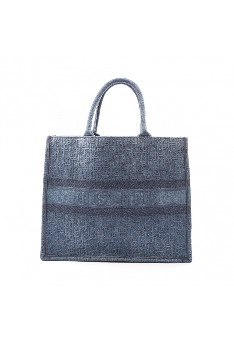 CHRISTIAN DIOR Pre-Loved Christian Dior BOOK TOTE book tote Large oblique Handbag tote bag denim Ind