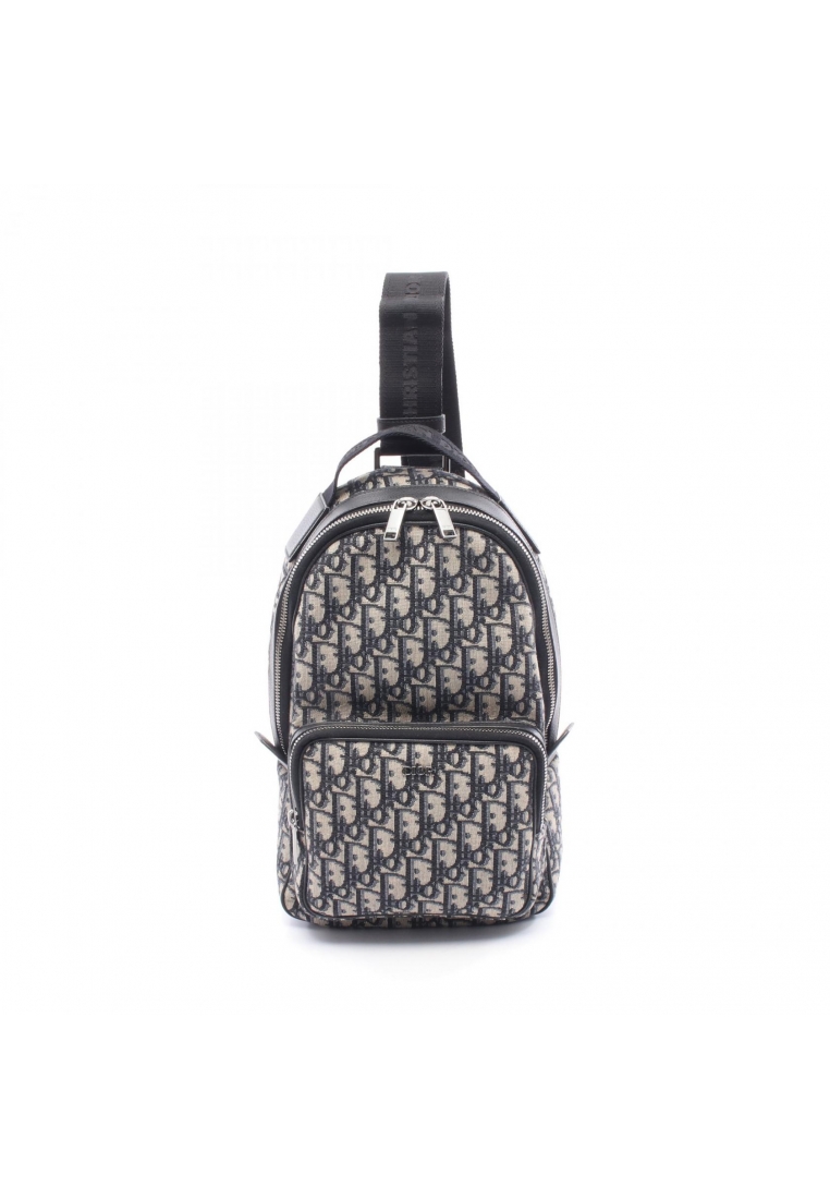 Christian Dior Pre-Loved Christian Dior rider mini sling bag oblique body bag canvas leather Navy be