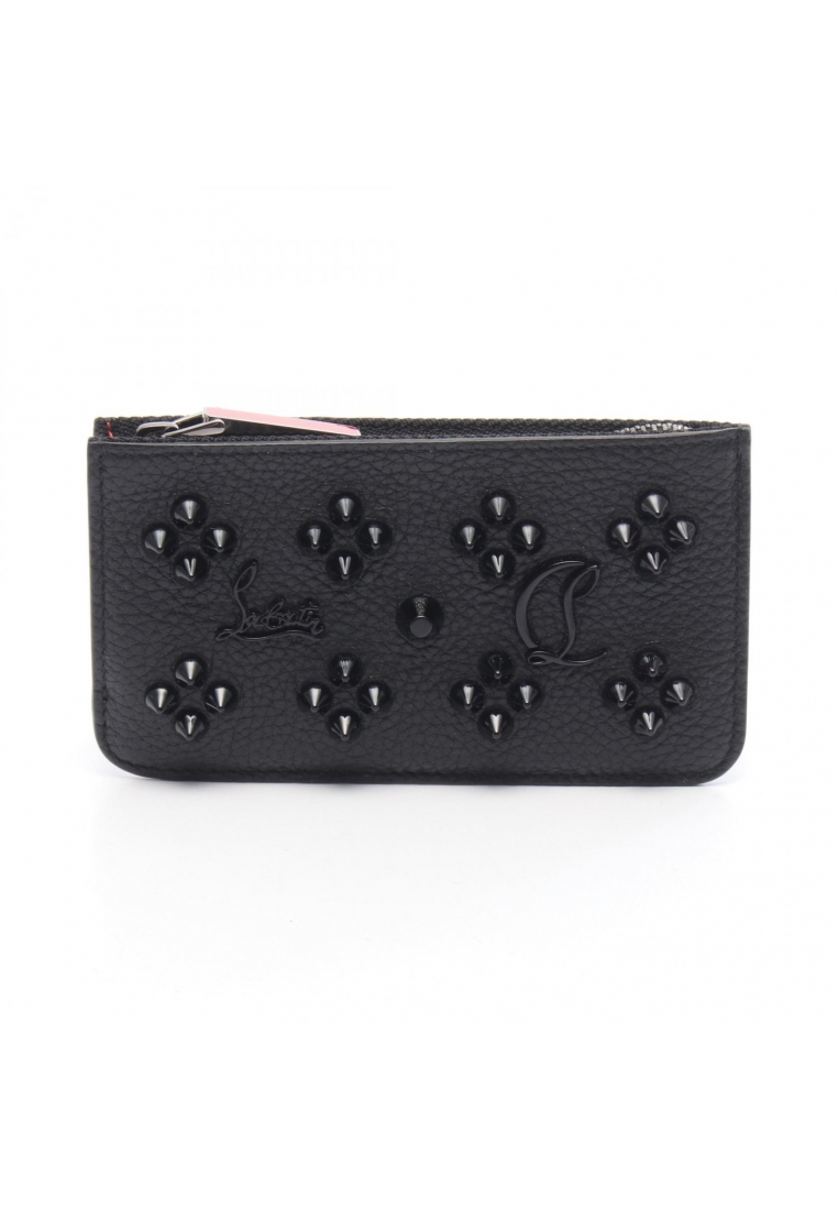 Christian Louboutin Pre-Loved CHRISTIAN LOUBOUTIN studs card case coin purse leather black Red
