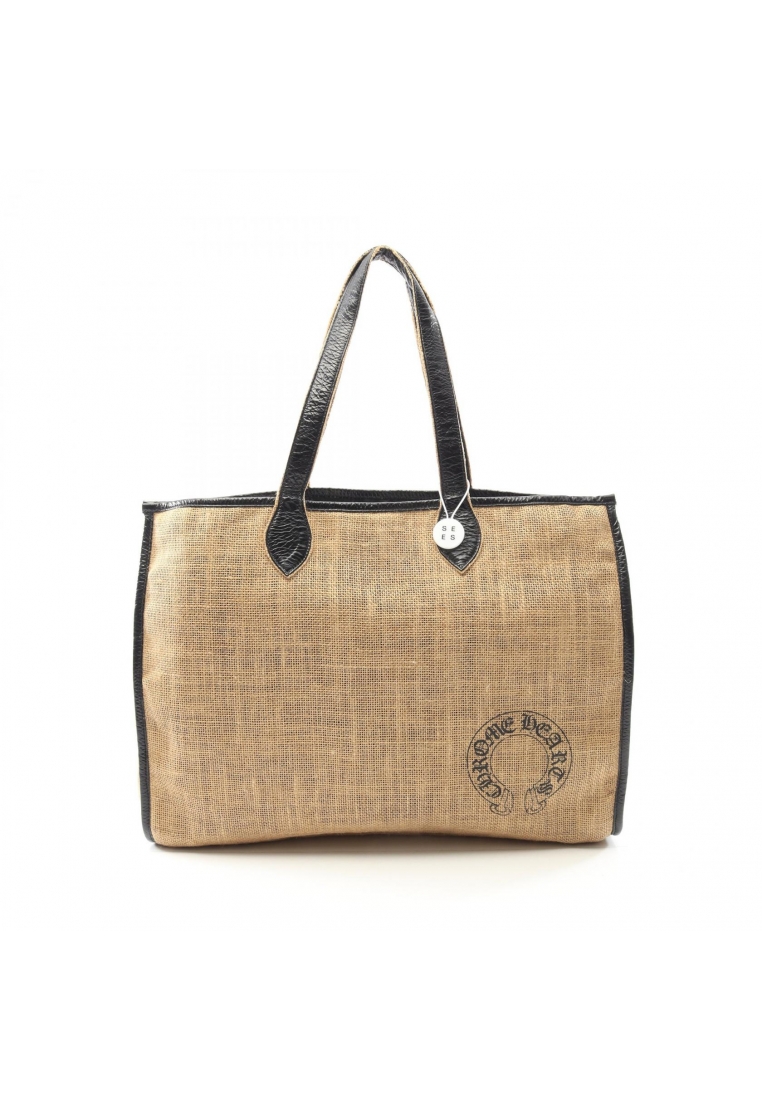 Chrome Hearts Pre-Loved Chrome Hearts HORSESHOE BEACH BAG Shoulder bag tote bag fabric leather beige