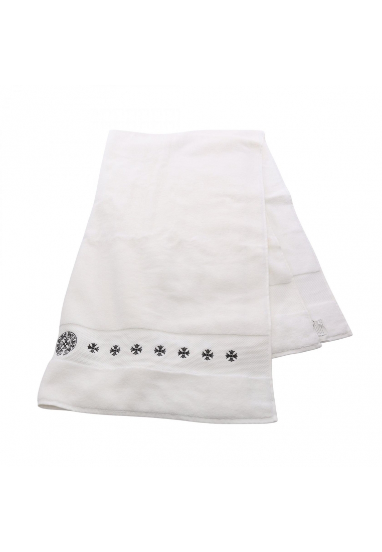 Chrome Hearts Pre-Loved Chrome Hearts horseshoe CH cross embroidery Bath towel towel cotton white