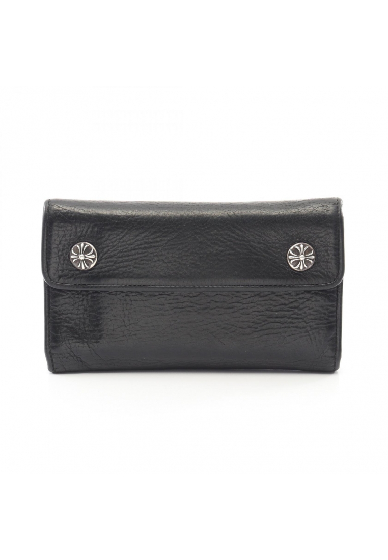 Chrome Hearts Pre-Loved Chrome Hearts Wave Walletcross button Bi-fold Long Wallet trifold long walle