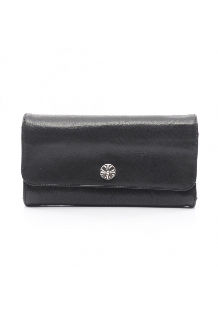 Chrome Hearts Pre-Loved Chrome Hearts Judy cross button Bi-fold Long Wallet leather black