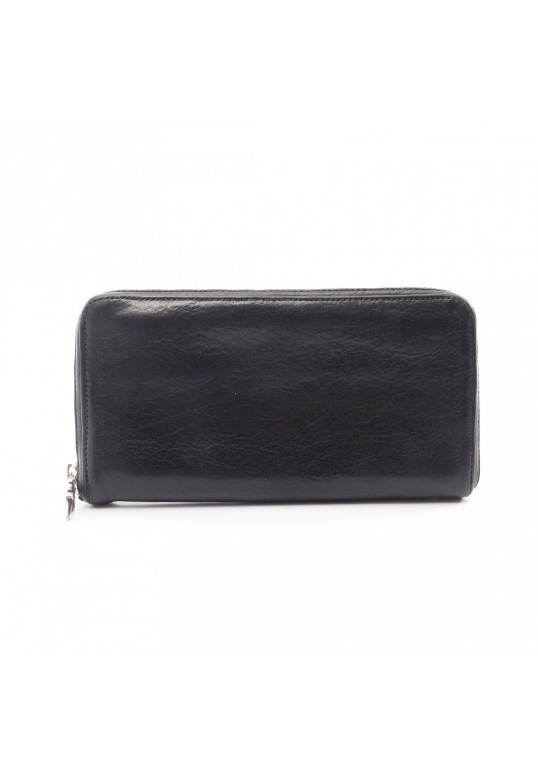 Chrome Hearts Pre-Loved Chrome Hearts dagger zip round zipper long wallet leather black