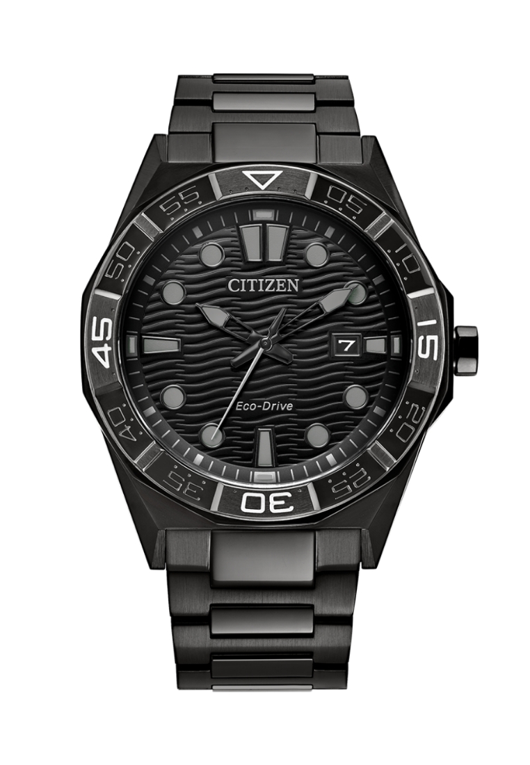 Citizen Citizen Brycen Black Dial Black IP Stainless Steel Band Monochromatic Sport Casual Eco-Drive