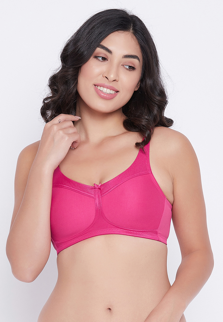 Clovia Clovia Non-Wired Lightly Padded Spacer Cup Full-Figure Bra in Hot Pink - Cotton