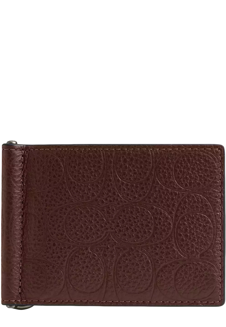 COACH Slim Money Clip Billfold Wallet In Signature Leather - Maple CDD01