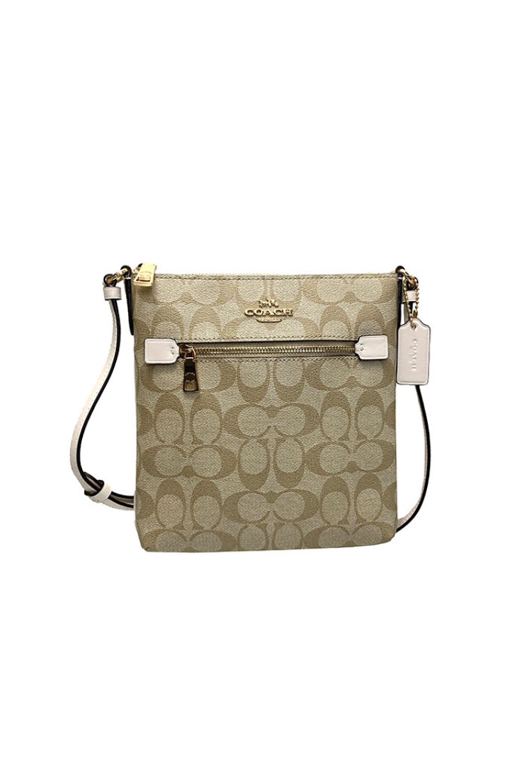 COACH Mini Rowan File Bag In Signature Canvas (CF340) - Light Khaki /Chalk