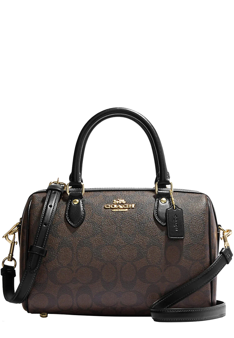 COACH Coach Rowan Satchel Bag In Signature Canvas in Brown/ Black CH280