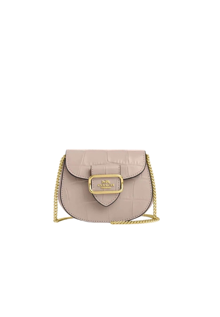 COACH Coach Mini Morgan Card Case On a Chain In Grey Birch CN379