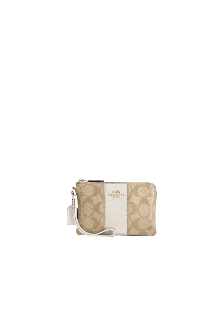 COACH Coach Zip Wallet 58035 In Light Khaki Chalk