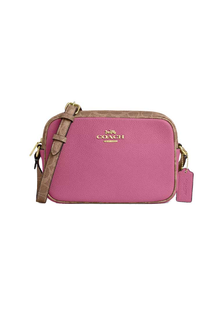 COACH Jamie Camera Bag In Signature Canvas Pink/Tan CBM24