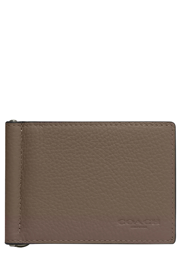 COACH Slim Money Clip Billfold Wallet In Dark Stone CH090