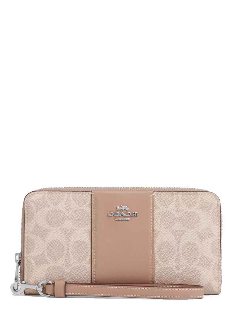 COACH Long Zip Around Wallet In Signature Canvas With Stripe