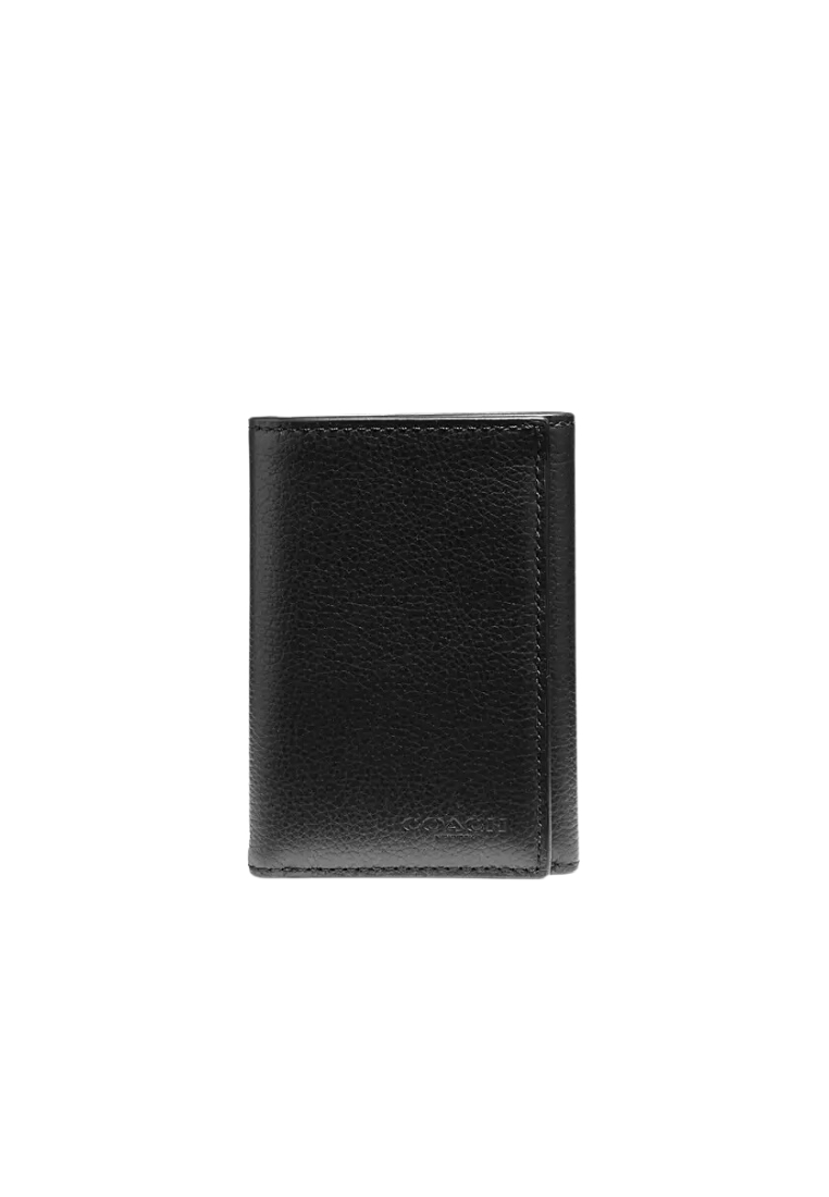 Coach Coach Trifold Wallet Sportcalf Leather In Black 23845